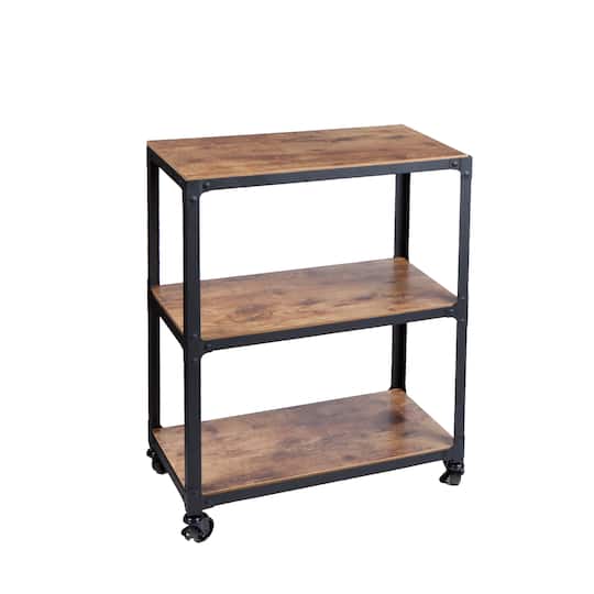 Mind Reader 30" Brown & Black 3-Tier Rolling Bar Cart